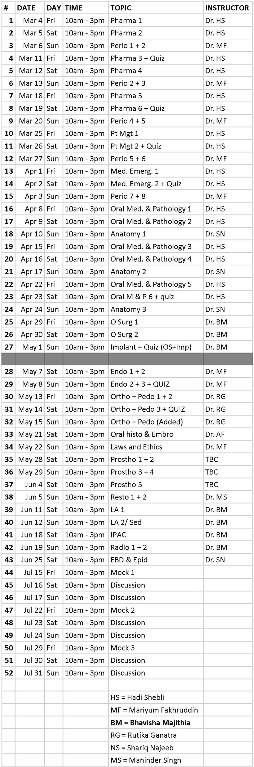 dfk11 schedule